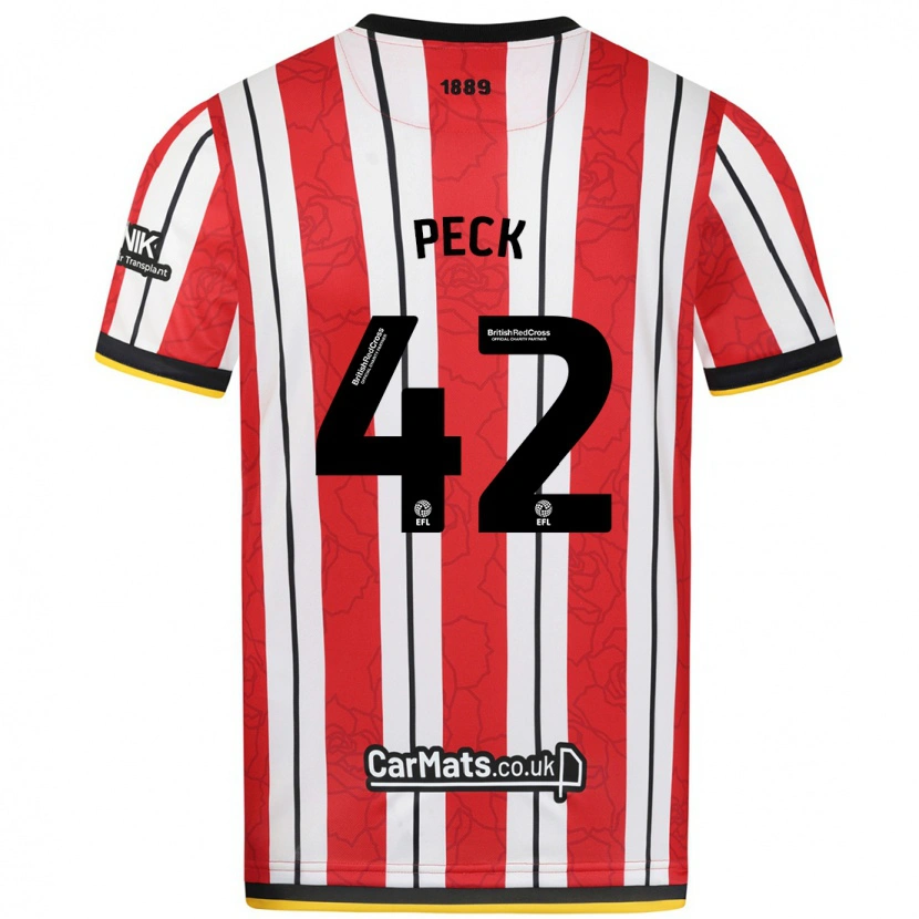 Danxen Dětské Sydie Peck #42 Červeno Bílé Pruhy Domů Hráčské Dresy 2024/25 Dres