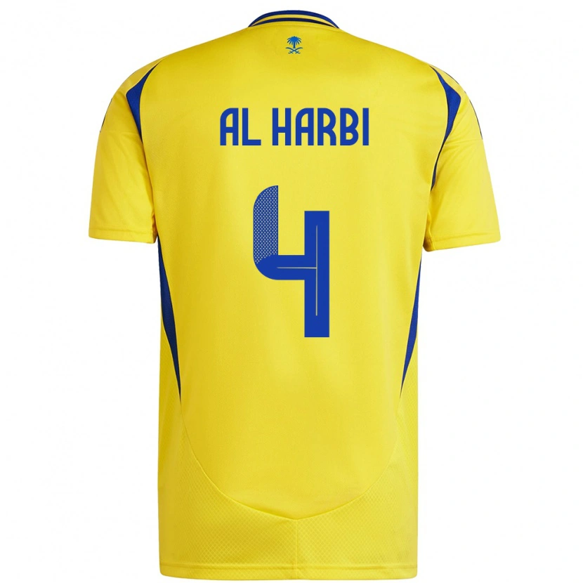 Danxen Dětské Fay Al-Harbi #4 Žlutá Modrá Domů Hráčské Dresy 2024/25 Dres