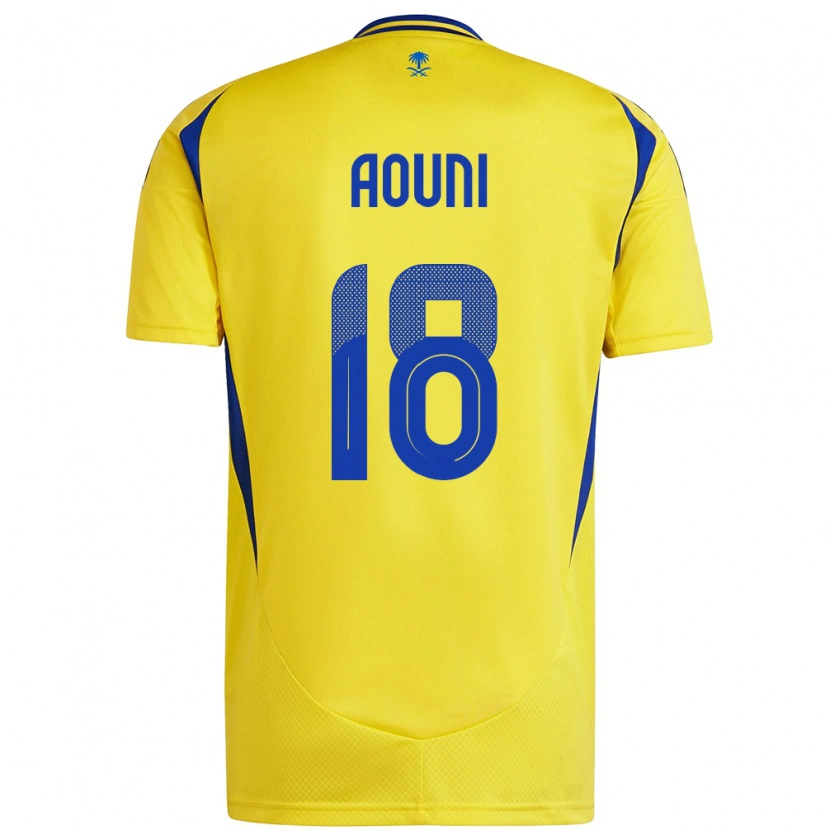 Danxen Dětské Samia Aouni #18 Žlutá Modrá Domů Hráčské Dresy 2024/25 Dres