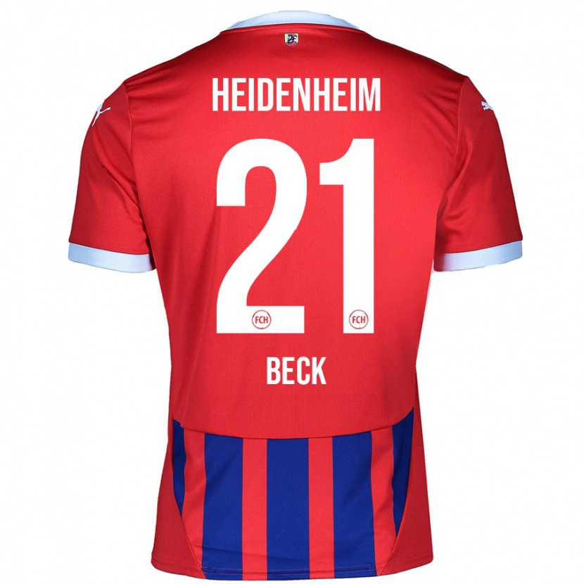 Danxen Dětské Adrian Beck #21 Červená Modrá Domů Hráčské Dresy 2024/25 Dres
