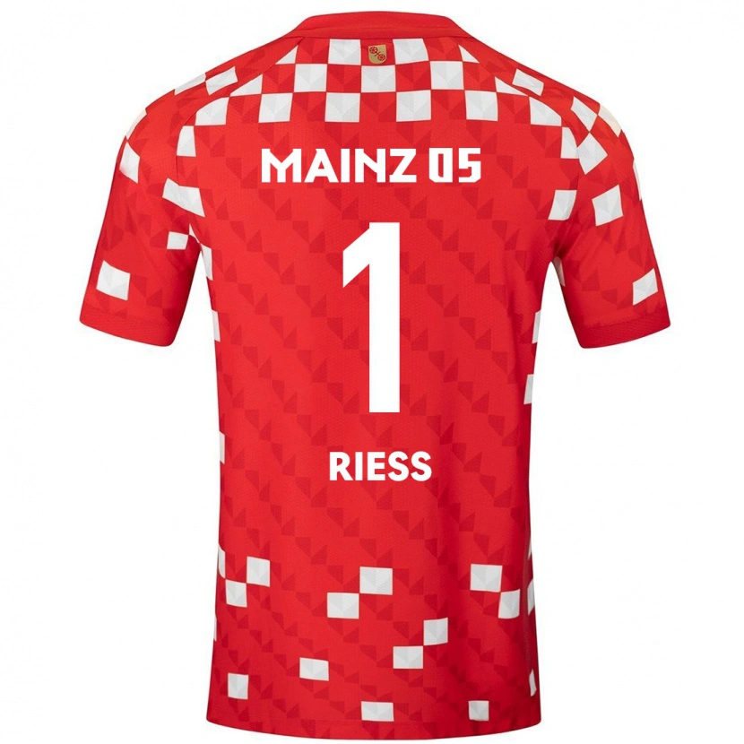 Danxen Dětské Lasse Rieß #1 Bílá Červená Domů Hráčské Dresy 2024/25 Dres