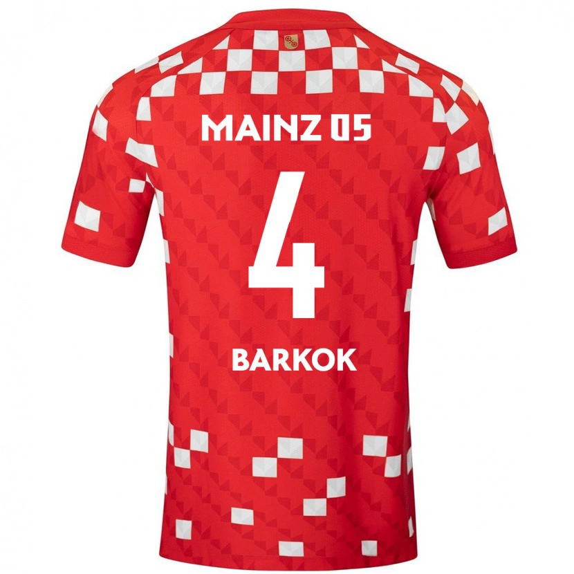 Danxen Dětské Aymen Barkok #4 Bílá Červená Domů Hráčské Dresy 2024/25 Dres