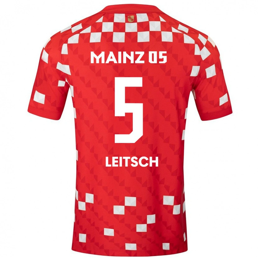 Danxen Dětské Maxim Leitsch #5 Bílá Červená Domů Hráčské Dresy 2024/25 Dres