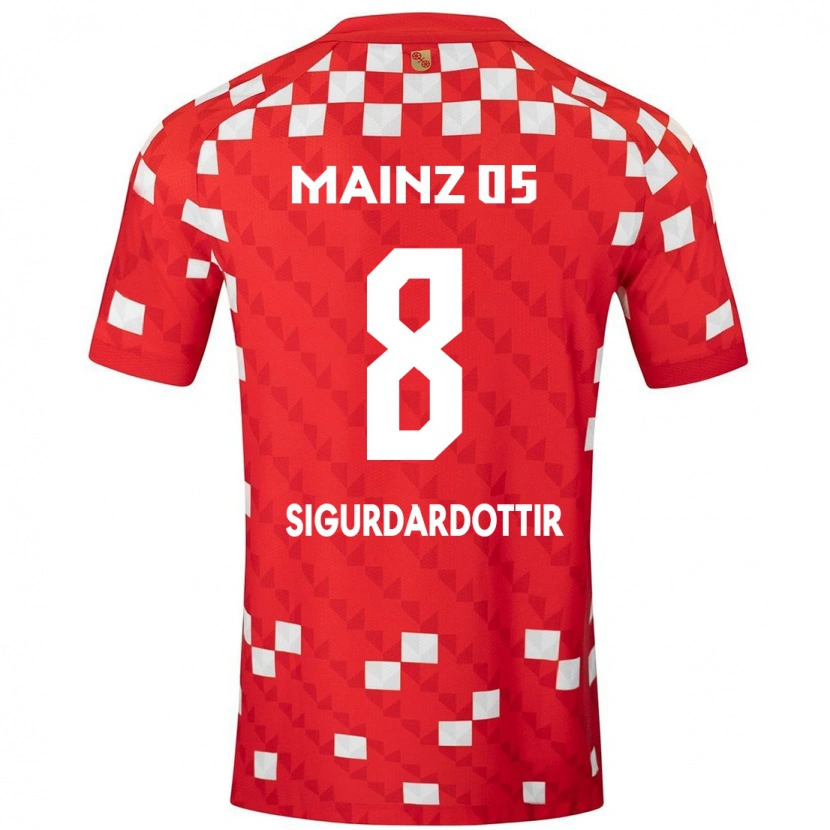 Danxen Dětské Heiðrún Sigurðardóttir #8 Bílá Červená Domů Hráčské Dresy 2024/25 Dres
