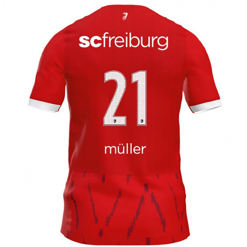 Danxen Dětské Florian Müller #21 Červený Domů Hráčské Dresy 2024/25 Dres