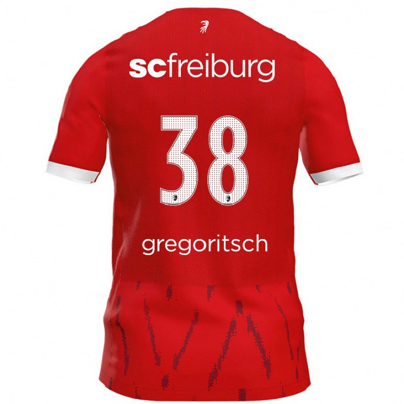 Danxen Dětské Michael Gregoritsch #38 Červený Domů Hráčské Dresy 2024/25 Dres