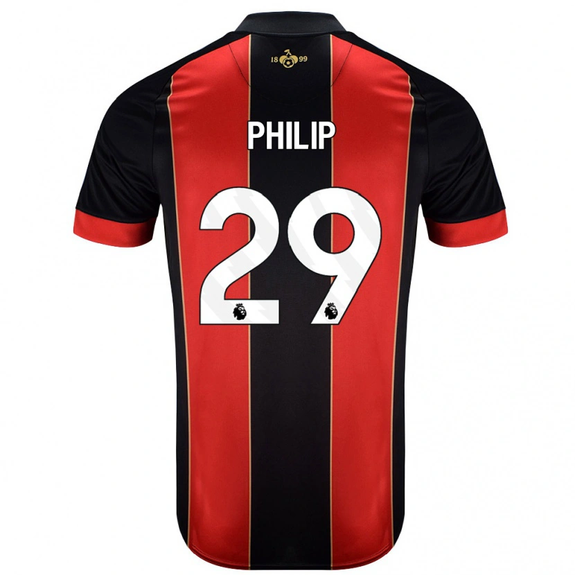 Danxen Dětské Philip Billing #29 Červená Černá Domů Hráčské Dresy 2024/25 Dres