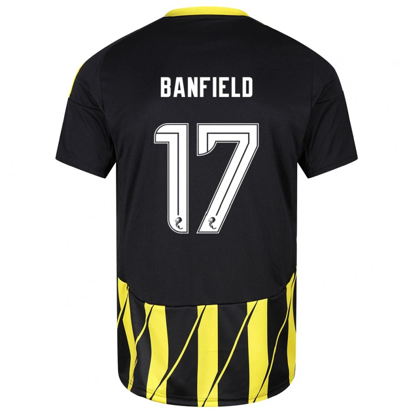 Danxen Dětské Keeley Banfield #17 Černá Žlutá Daleko Hráčské Dresy 2024/25 Dres
