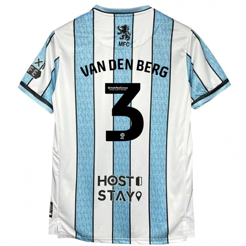 Danxen Dětské Rav Van Den Berg #3 Bílá Modrá Daleko Hráčské Dresy 2024/25 Dres