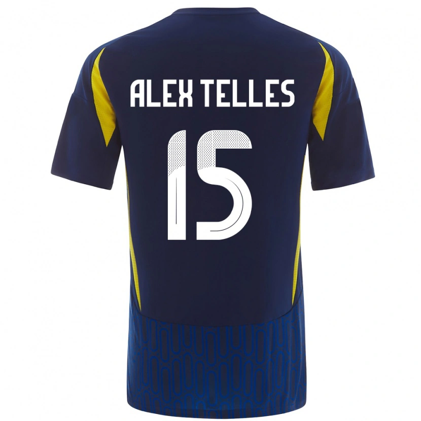 Danxen Dětské Alex Telles #15 Modrá Žlutá Daleko Hráčské Dresy 2024/25 Dres