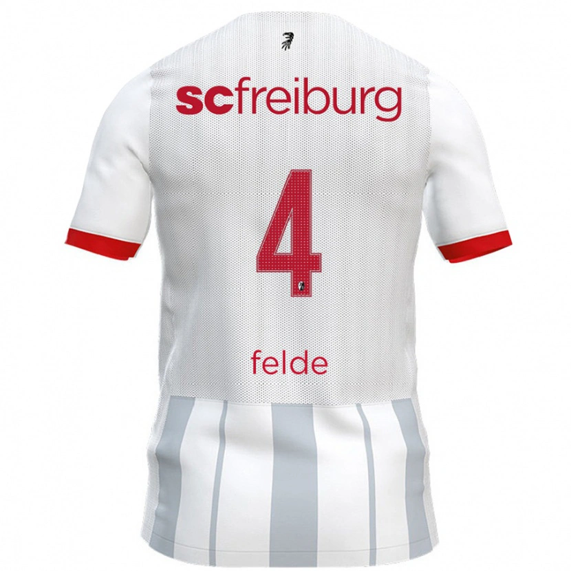 Danxen Dětské Meret Felde #4 Bílá Šedá Daleko Hráčské Dresy 2024/25 Dres