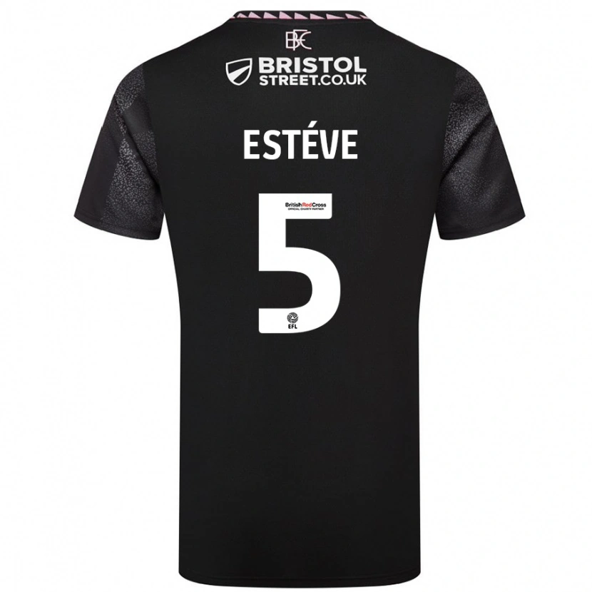 Danxen Dětské Maxime Estève #5 Černý Daleko Hráčské Dresy 2024/25 Dres