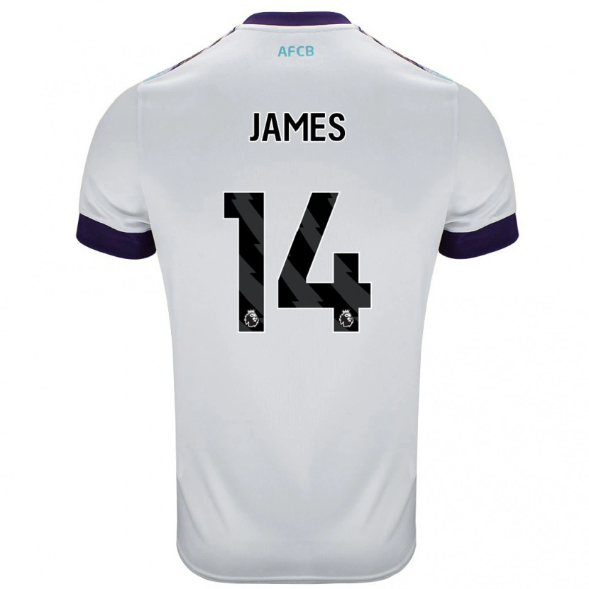 Danxen Dětské Katie James #14 Bílá Zelená Fialová Daleko Hráčské Dresy 2024/25 Dres