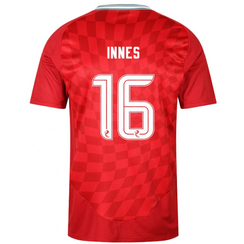 Danxen Pánské Hannah Innes #16 Červený Domů Hráčské Dresy 2024/25 Dres