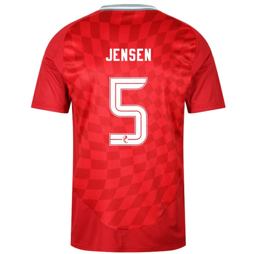 Danxen Pánské Richard Jensen #5 Červený Domů Hráčské Dresy 2024/25 Dres