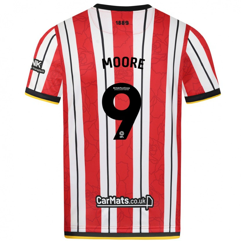Danxen Pánské Kieffer Moore #9 Červeno Bílé Pruhy Domů Hráčské Dresy 2024/25 Dres