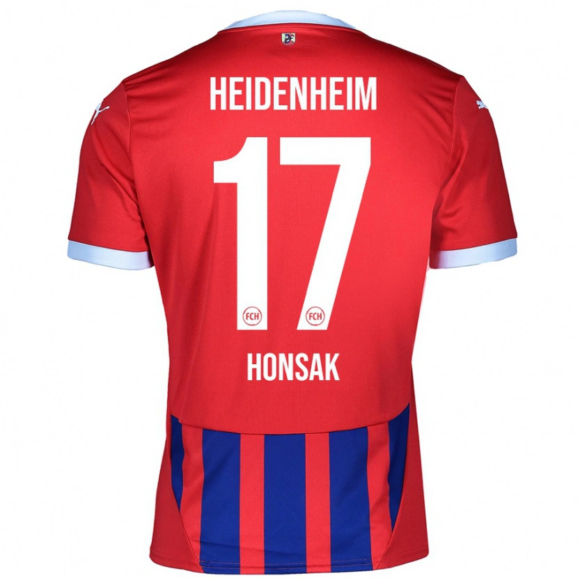 Danxen Pánské Mathias Honsak #17 Červená Modrá Domů Hráčské Dresy 2024/25 Dres