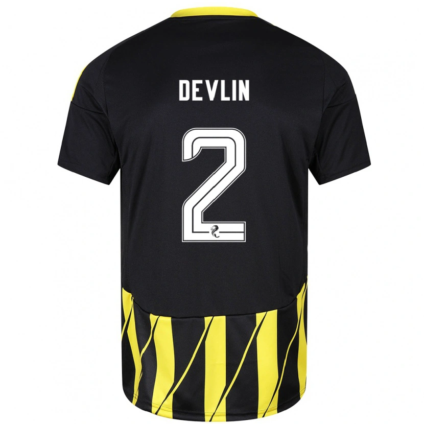 Danxen Pánské Nicky Devlin #2 Černá Žlutá Daleko Hráčské Dresy 2024/25 Dres