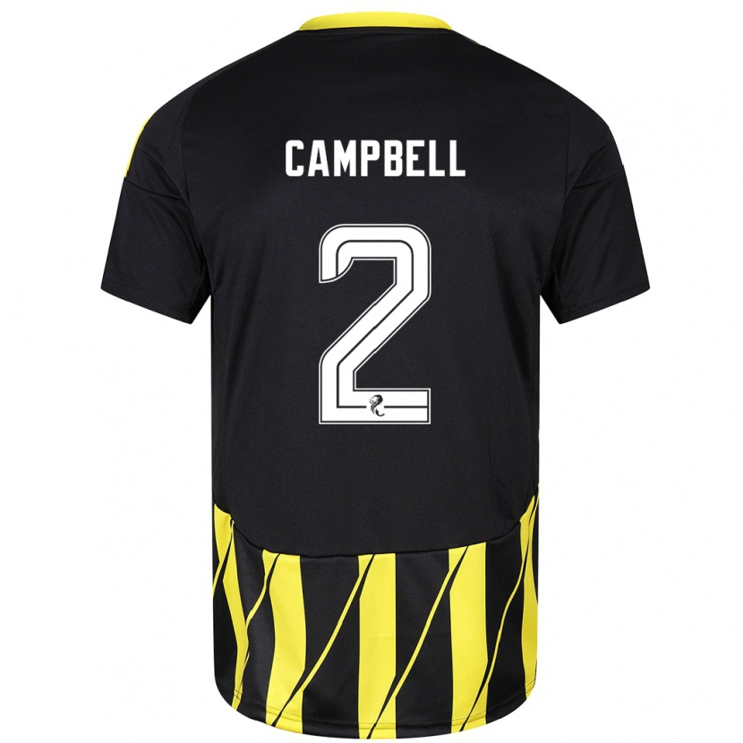 Danxen Pánské Loren Campbell #2 Černá Žlutá Daleko Hráčské Dresy 2024/25 Dres