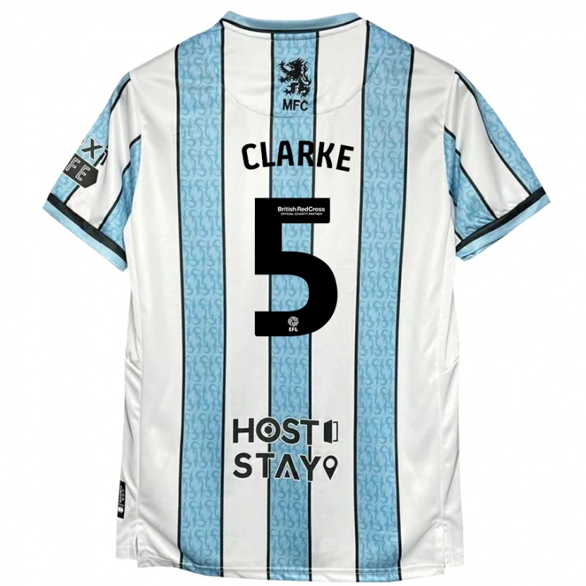 Danxen Pánské Matt Clarke #5 Bílá Modrá Daleko Hráčské Dresy 2024/25 Dres