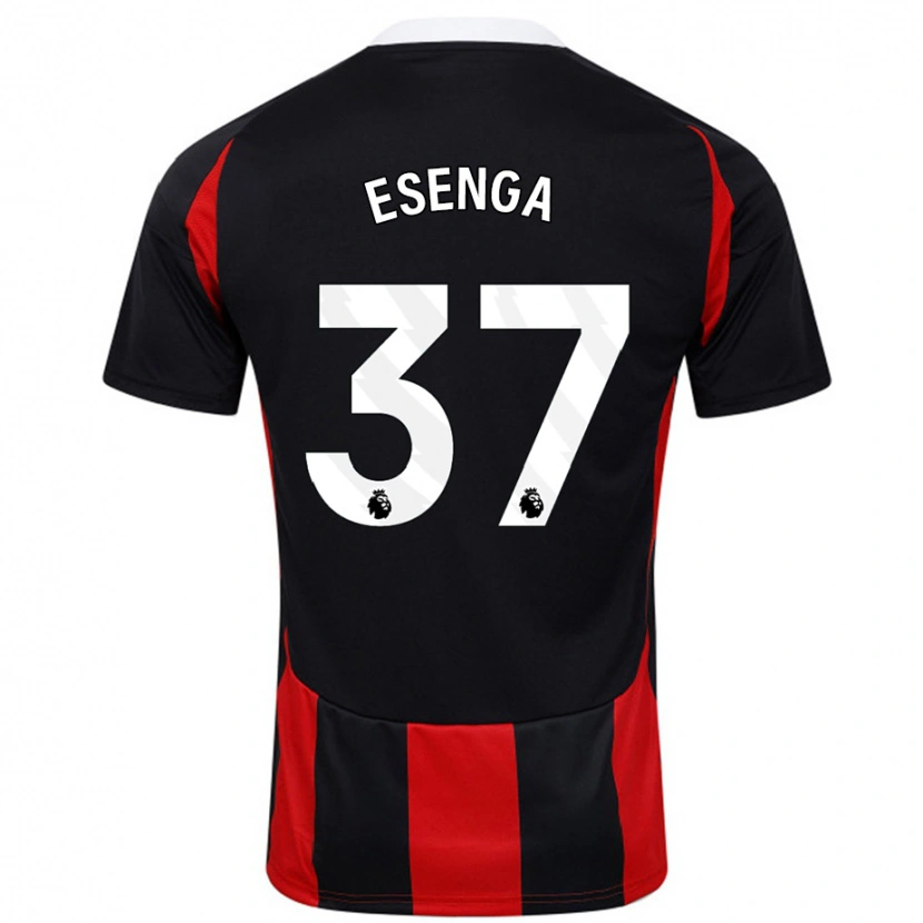 Danxen Dámské Jonathan Esenga #37 Černá Červená Daleko Hráčské Dresy 2024/25 Dres