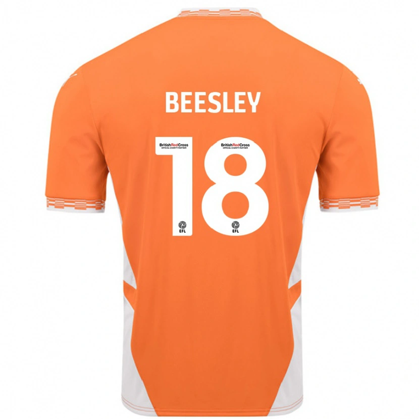 Danxen Dětské Jake Beesley #18 Oranžová Bílá Domů Hráčské Dresy 2024/25 Dres