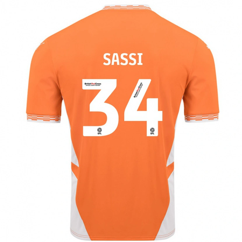 Danxen Dětské Dan Sassi #34 Oranžová Bílá Domů Hráčské Dresy 2024/25 Dres