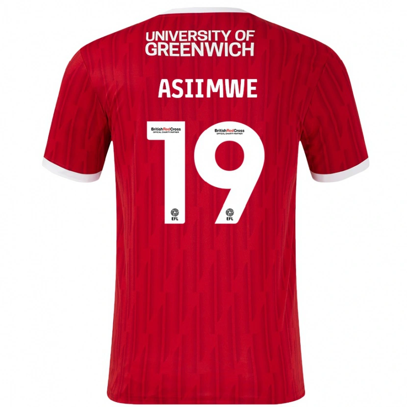 Danxen Dětské Nathan Asiimwe #19 Červená Bílá Domů Hráčské Dresy 2024/25 Dres