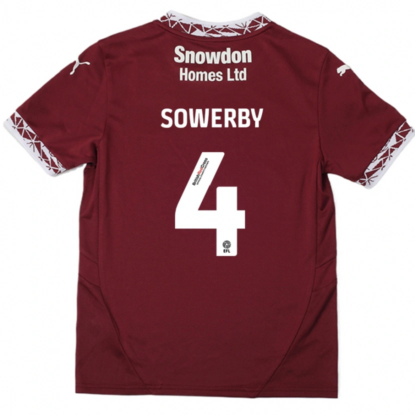 Danxen Dětské Jack Sowerby #4 Burgundské Domů Hráčské Dresy 2024/25 Dres
