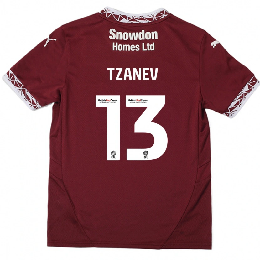 Danxen Dětské Nik Tzanev #13 Burgundské Domů Hráčské Dresy 2024/25 Dres