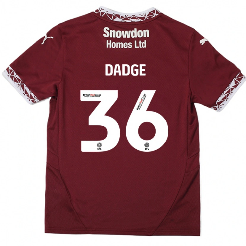 Danxen Dětské James Dadge #36 Burgundské Domů Hráčské Dresy 2024/25 Dres