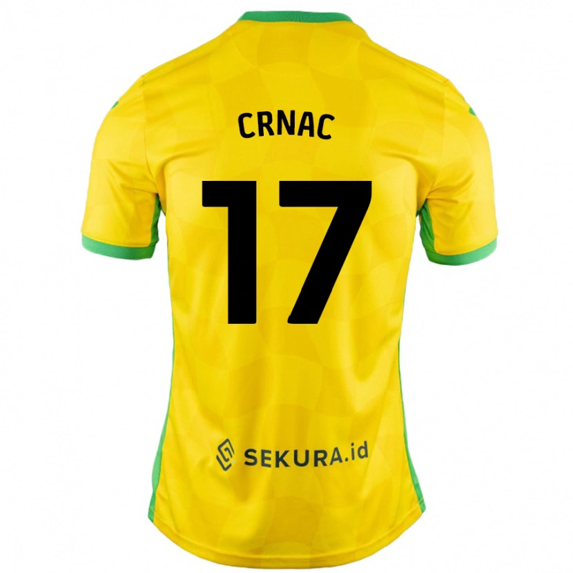 Danxen Dětské Ante Crnac #17 Žlutá Zelená Domů Hráčské Dresy 2024/25 Dres