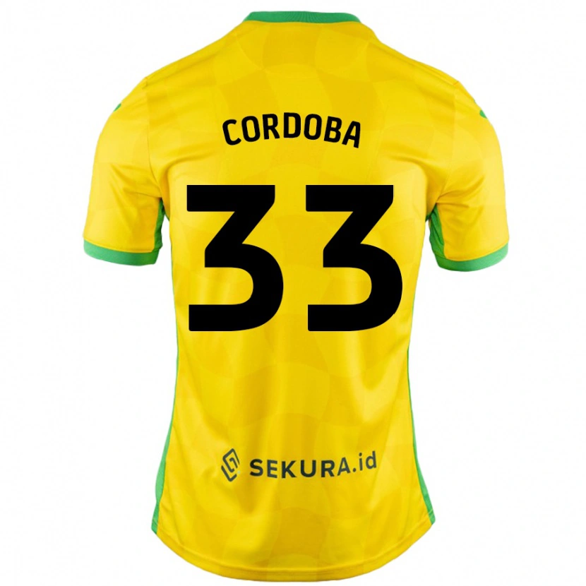 Danxen Dětské José Córdoba #33 Žlutá Zelená Domů Hráčské Dresy 2024/25 Dres