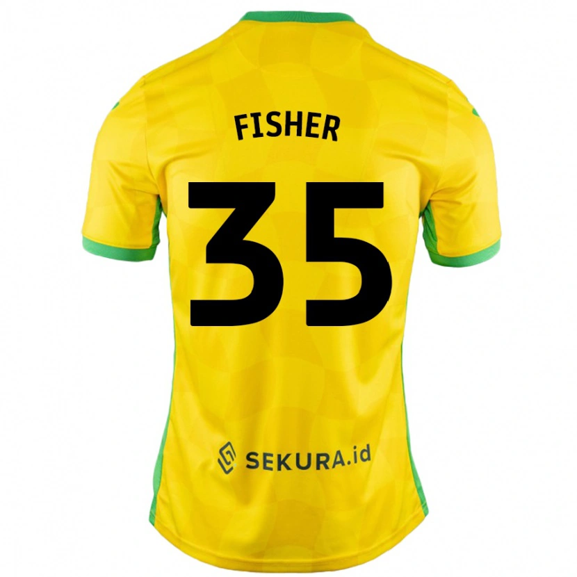 Danxen Dětské Kellen Fisher #35 Žlutá Zelená Domů Hráčské Dresy 2024/25 Dres
