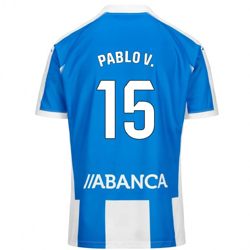 Danxen Dětské Pablo Vázquez #15 Modrá Bílá Domů Hráčské Dresy 2024/25 Dres