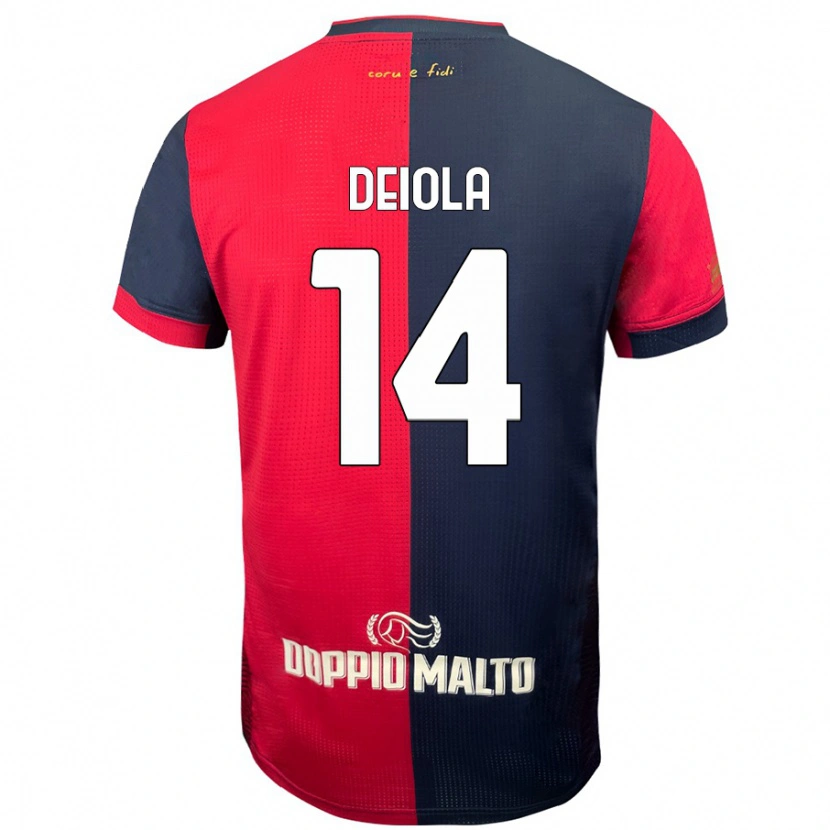 Danxen Dětské Alessandro Deiola #14 Červená Tmavší Modrá Domů Hráčské Dresy 2024/25 Dres