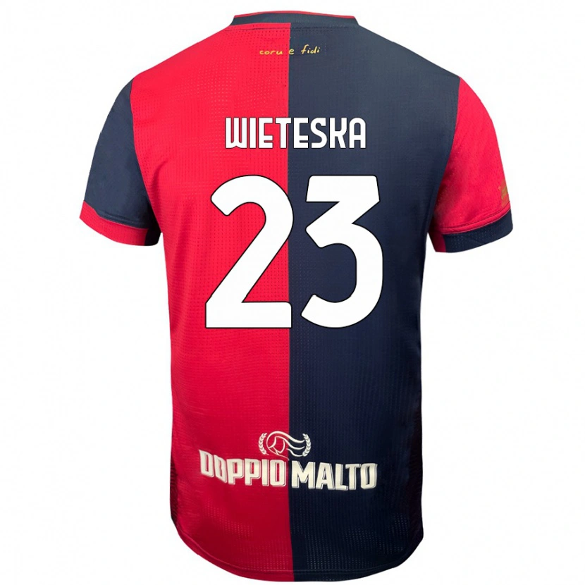 Danxen Dětské Mateusz Wieteska #23 Červená Tmavší Modrá Domů Hráčské Dresy 2024/25 Dres