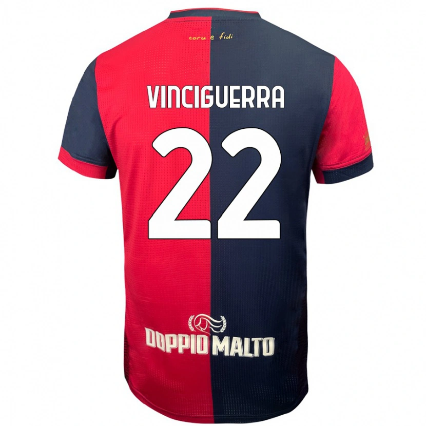 Danxen Dětské Alessandro Vinciguerra #22 Červená Tmavší Modrá Domů Hráčské Dresy 2024/25 Dres