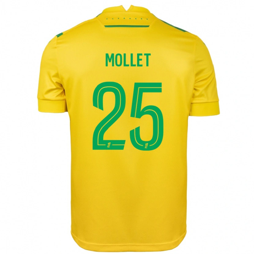 Danxen Dětské Florent Mollet #25 Žlutá Zelená Domů Hráčské Dresy 2024/25 Dres