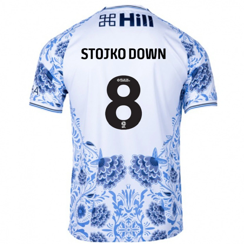 Danxen Dětské Alysha Stojko-Down #8 Bílá Modrá Daleko Hráčské Dresy 2024/25 Dres