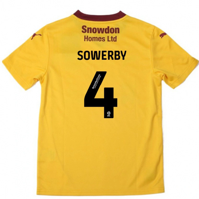 Danxen Dětské Jack Sowerby #4 Oranžová Burgundská Daleko Hráčské Dresy 2024/25 Dres