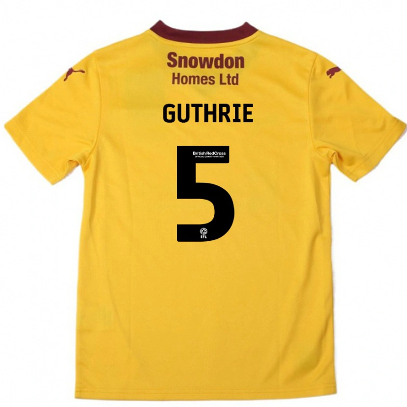 Danxen Dětské Jon Guthrie #5 Oranžová Burgundská Daleko Hráčské Dresy 2024/25 Dres