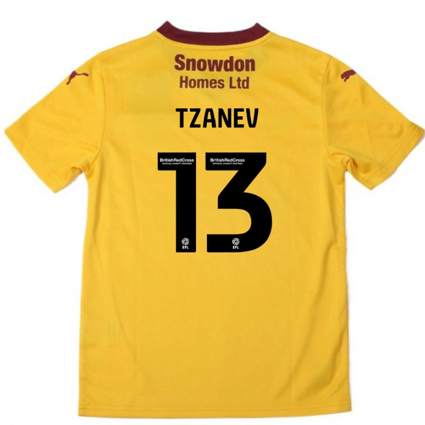 Danxen Dětské Nik Tzanev #13 Oranžová Burgundská Daleko Hráčské Dresy 2024/25 Dres