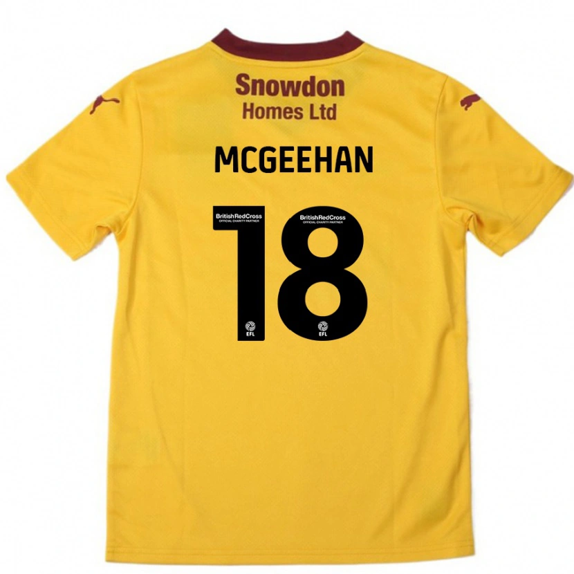 Danxen Dětské Cameron Mcgeehan #18 Oranžová Burgundská Daleko Hráčské Dresy 2024/25 Dres