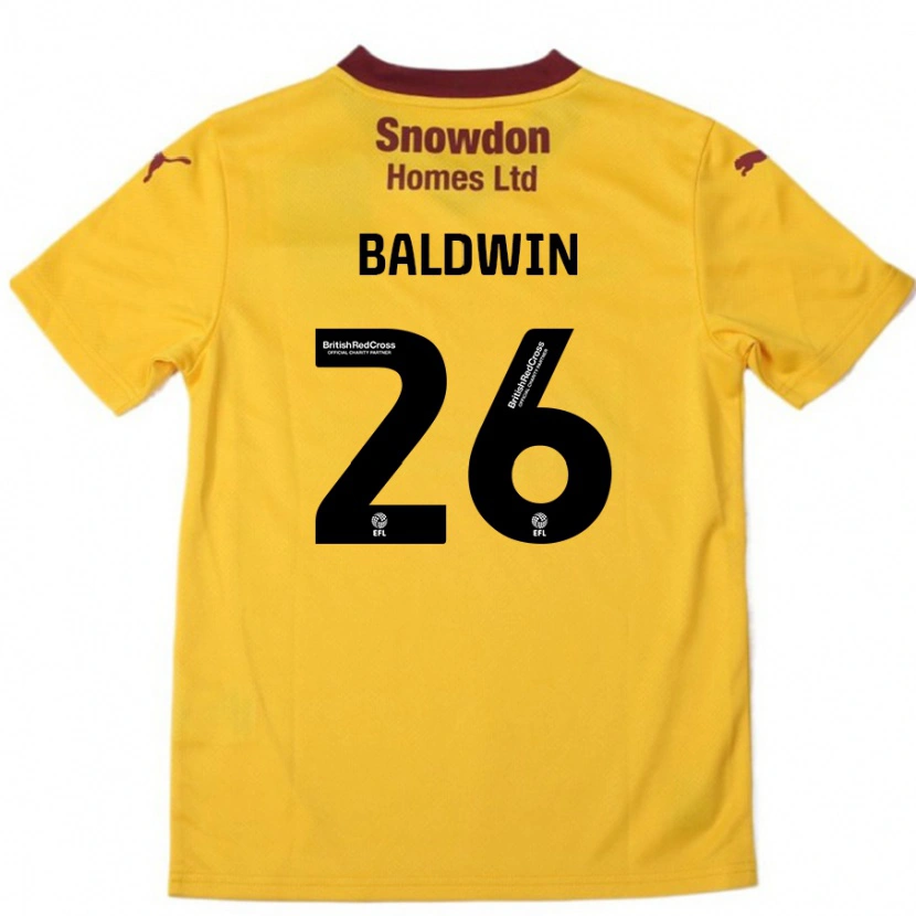 Danxen Dětské Jack Baldwin #26 Oranžová Burgundská Daleko Hráčské Dresy 2024/25 Dres
