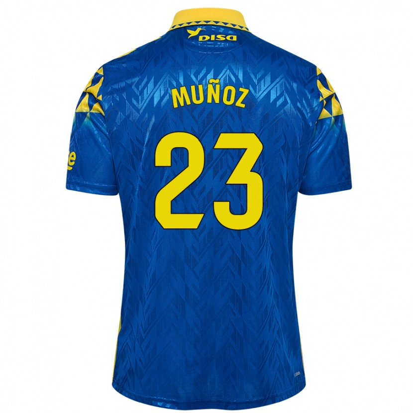 Danxen Dětské Álex Muñoz #23 Modrá Žlutá Daleko Hráčské Dresy 2024/25 Dres