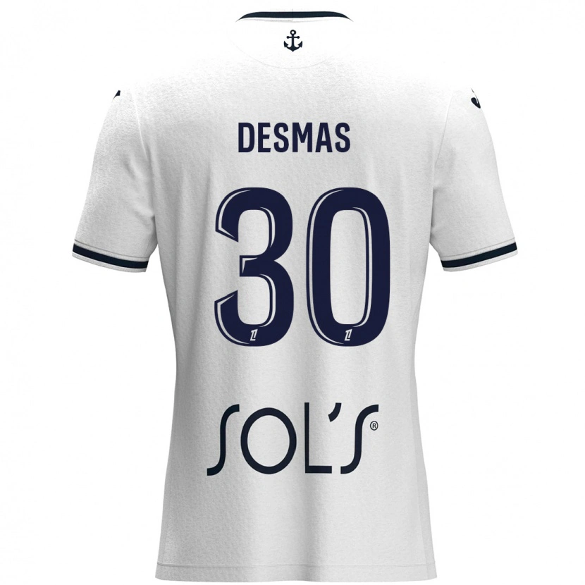 Danxen Dětské Arthur Desmas #30 Bílá Tmavě Modrá Daleko Hráčské Dresy 2024/25 Dres