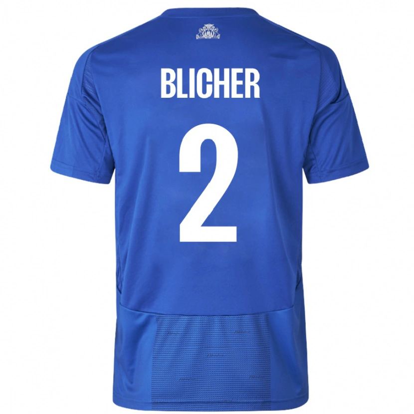 Danxen Dětské Nicolai Blicher #2 Bílá Modrá Daleko Hráčské Dresy 2024/25 Dres