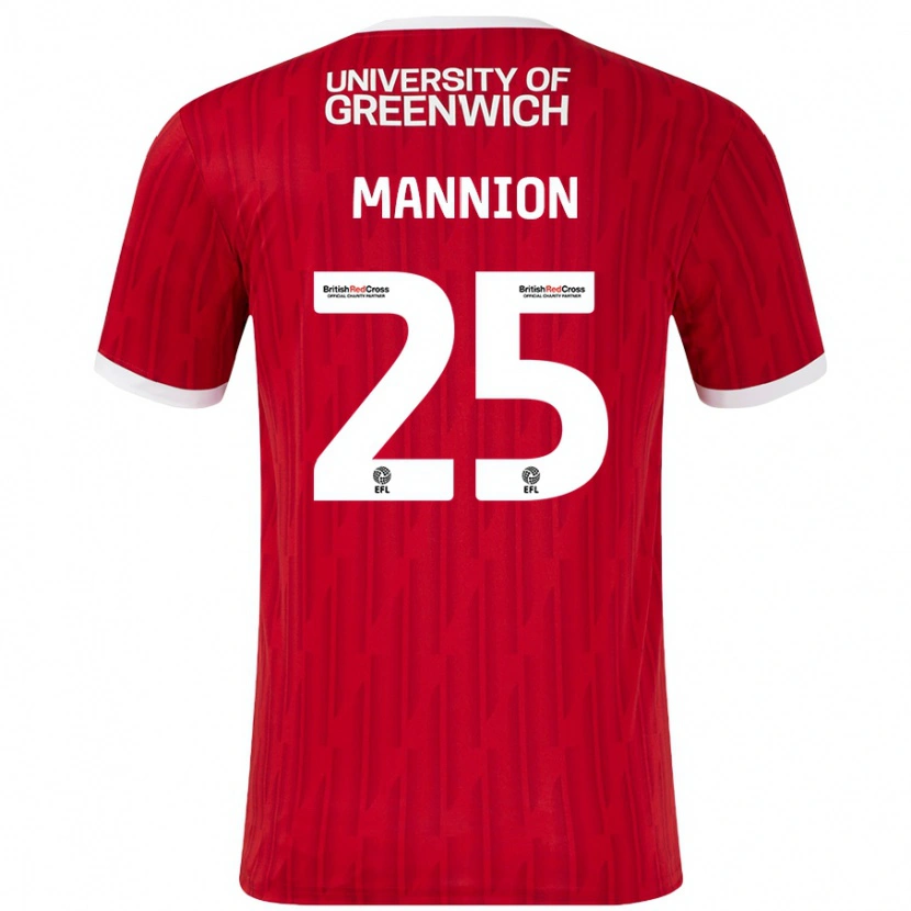 Danxen Pánské Will Mannion #25 Červená Bílá Domů Hráčské Dresy 2024/25 Dres