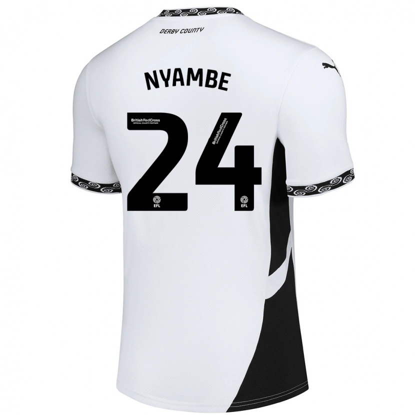Danxen Pánské Ryan Nyambe #24 Bílá Černá Domů Hráčské Dresy 2024/25 Dres
